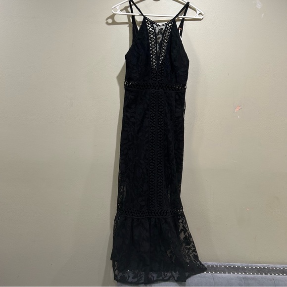 Free People laced long black dress. Size 2 - Picture 1 of 7